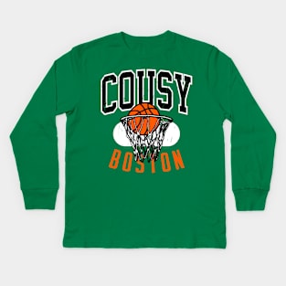 Vintage Boston 80's Basketball Shirt Kids Long Sleeve T-Shirt